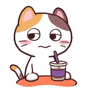 Calico Cat Drinking Coffee With Straw Sticker