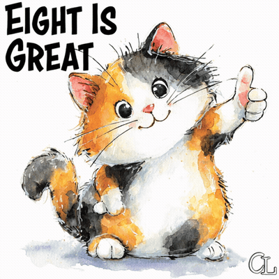 Calico Cat Giving Thumbs Up Eight Is Great GIF