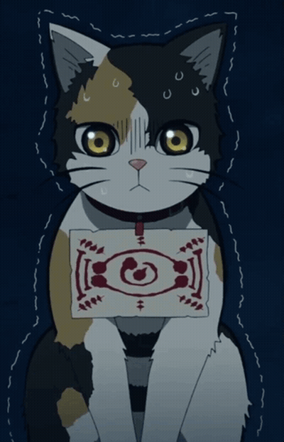 Calico Cat Holding Paper With Circle GIF