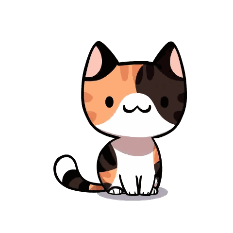 Calico Cat Sitting With Mustache Sticker