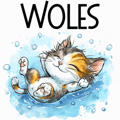 Calico Cat Swimming With Woles GIF