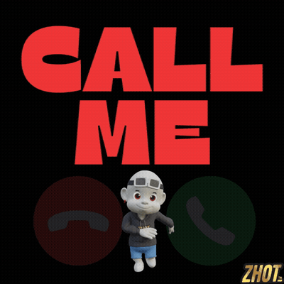 Call Me Poster With Cartoon Character GIF