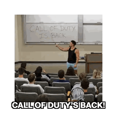 Call Of Duty Is Back Is Written On A Whiteboard Sticker