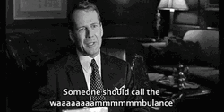 Call Wambulance Bruce Willis Black And White GIF