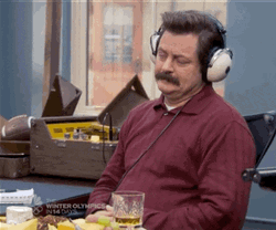 Calm Ron Swanson Listening Music GIF