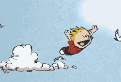 Calvin And Hobbes Boy Flying Sky