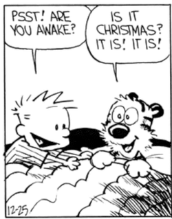 Calvin And Hobbes Christmas Morning Sleep In Mom Dad Presents Loot Sleeping In GIF