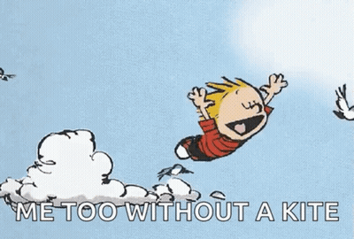Calvin And Hobbes Flying Without Kite GIF
