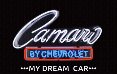 Camaro By Chevrolet Neon Sign Black Background GIF