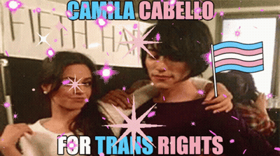 Camila Cabello Trans Rights Poster Man And Woman Standing GIF