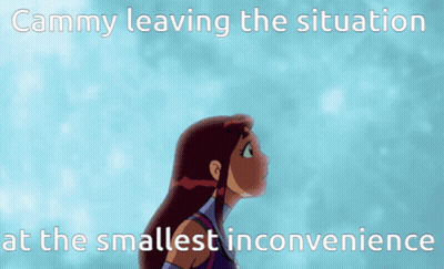 Cammy Leaving The Situation At The Smallest Inconvenience Is Shown GIF