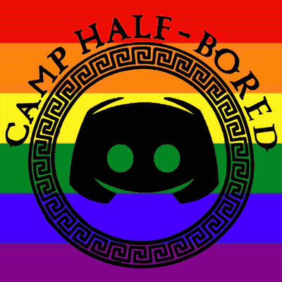 Camp Half-Bored Logo With Rainbow Flag GIF