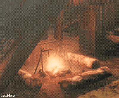 Campfire With Lexnice Text GIF