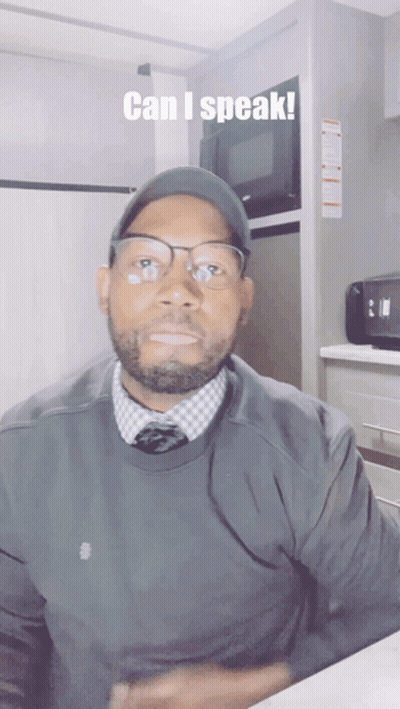 Can I Speak Man With Glasses And Hat GIF