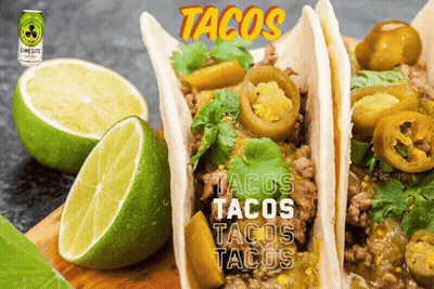 Can Of Lime Lite Next To Tacos GIF