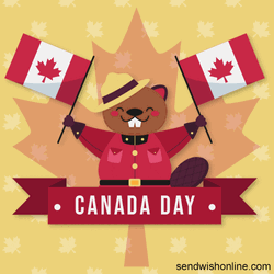 Canada Day Beaver Waving Flag Animation GIF
