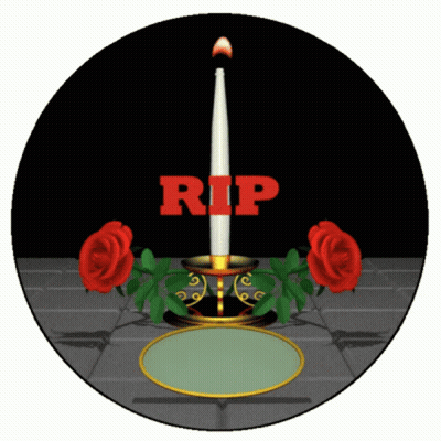 Candle In Candle Holder With Red RIP GIF