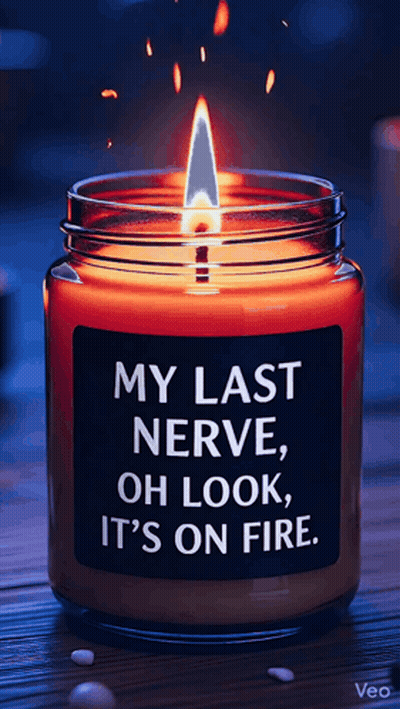 Candle Label My Last Nerve Oh Look It's On Fire GIF