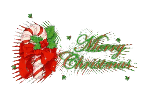 Candy Cane With Bow Merry Christmas Sticker