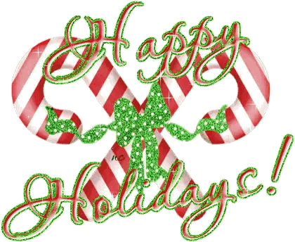 Candy Cane With Green Bow Happy Holidays Sticker