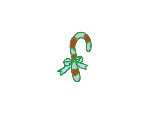 Candy Cane With Green Bow Sticker
