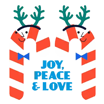 Candy Canes With Reindeer Faces Joy Peace Love Sticker