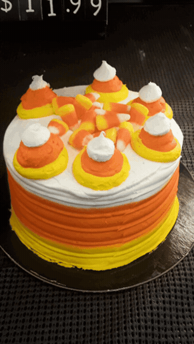 Candy Corn Cake on Table