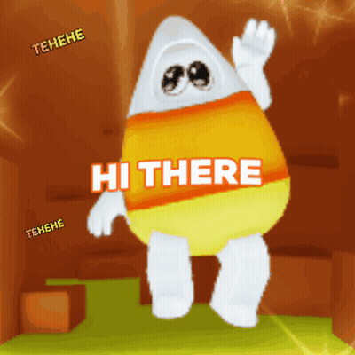 Candy Corn Mascot Waving Saying Hi There GIF