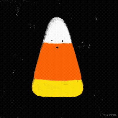 Candy Corn With Arms And Legs Holding Axe GIF