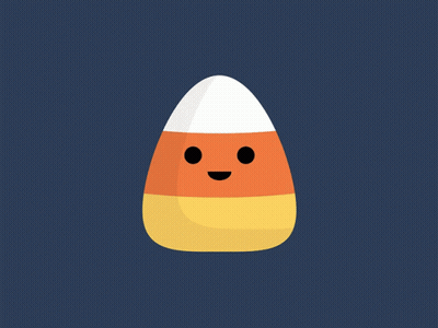 Candy Corn With Face On Dark Blue Background GIF