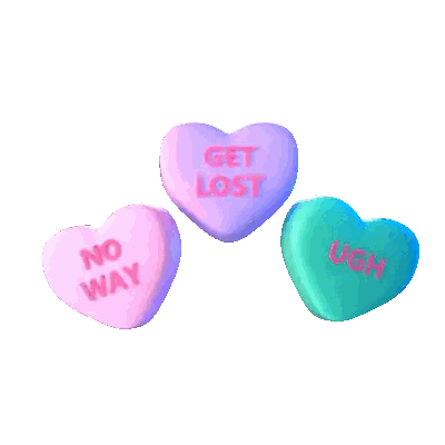 Candy Hearts With Get Lost Sticker