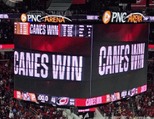 Canes Win Scoreboard At PNC Arena GIF