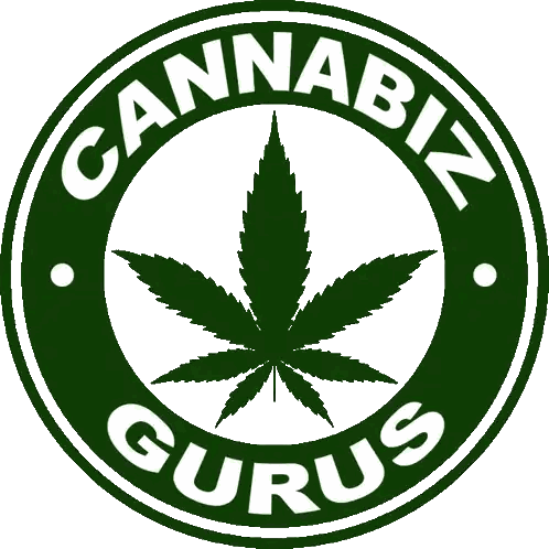 Cannabis Gurus Logo With Red Marijuana Leaf Sticker