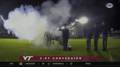 Cannon Firing In Front Of VT Banner GIF