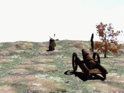 Cannon In Field With Trees GIF