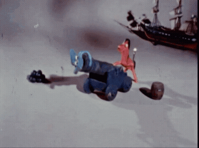 Cannon With Blue Barrel And Red Horse GIF
