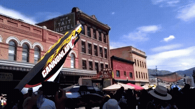 Cannonball Displayed In Front Of New Tait Hotel GIF