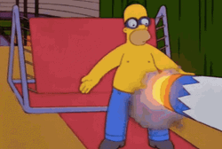 Cannonball Hit On Homer Simpson GIF