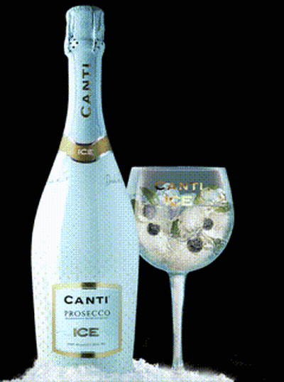 Canti Prosecco Ice Bottle And Glass GIF