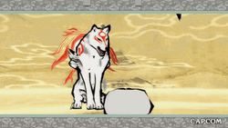 Capcom Okami Amaterasu White Wolf Sitting Straight GIF