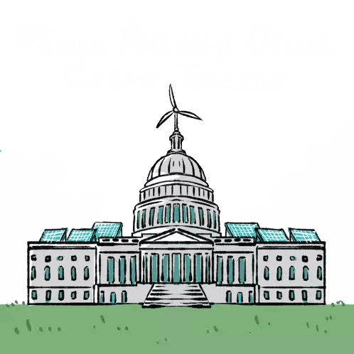 Capitol Building With Solar And Wind Turbine Sticker
