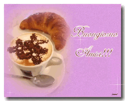 Cappuccino And Croissant With Buongiorno Amici Sticker