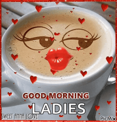 Cappuccino Cup Saying Good Morning Ladies GIF