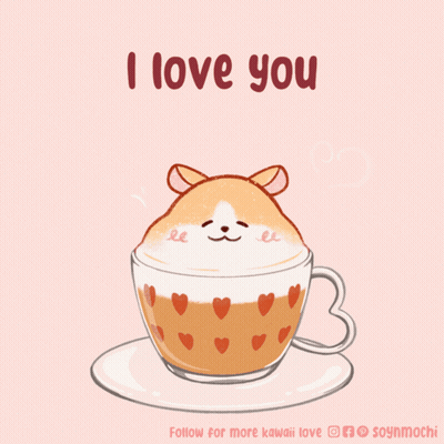 Cappuccino With Hamster Saying I Love You GIF