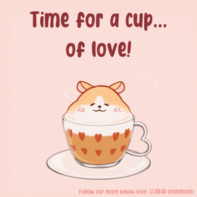 Cappuccino With Hamster Saying Time For A Cup Of Love GIF