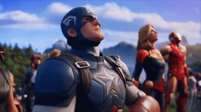 Captain America And Captain Marvel Are Standing Next To Each Other In A Video Game GIF