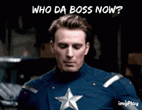 Captain America Costume Asking Who's Boss GIF