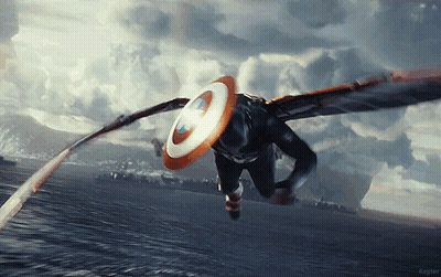 Captain America Flying With Shield GIF