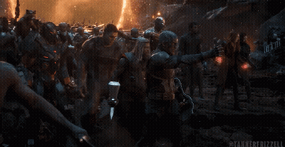 Captain America Holding Hammer With Avengers GIF