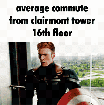 Captain America Holding Shield Average Commute From Clairmont Tower 16Th Floor GIF